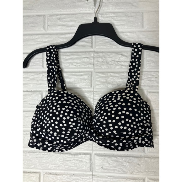 Lands End navy blue & white polka dot high waist bikini women's size 8 summer - Picture 3 of 9